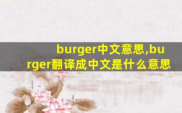 burger中文意思,burger翻译成中文是什么意思